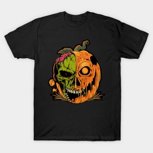 Pumpkin Skull Halloween T-Shirt